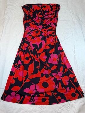 Vince Camuto Sleeveless Floral A-Line Dress in Black, Red & Pink